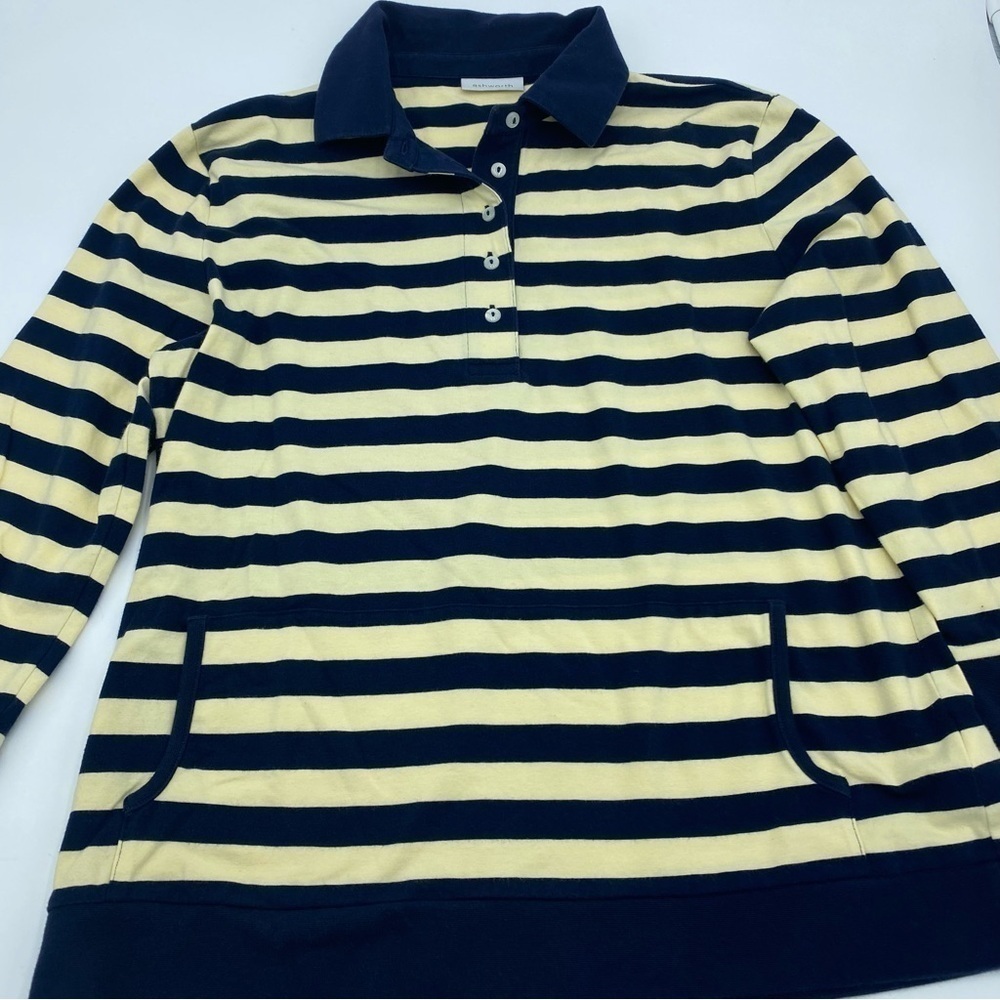 Ashworth Yellow &‎ Navy Long Sleeve Polo Shirt- Large
